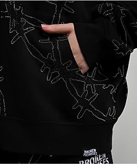 Broken Promises Ultrawire Rhinestone Black Zip Hoodie