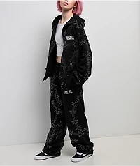 Broken Promises Ultrawire Rhinestone Black Zip Hoodie