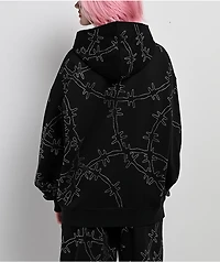 Broken Promises Ultrawire Rhinestone Black Zip Hoodie