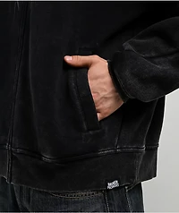 Broken Promises Unruly Black Wash Fur Zip Hoodie