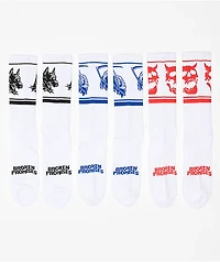 Broken Promises Vicious 3 Pack White Crew Socks