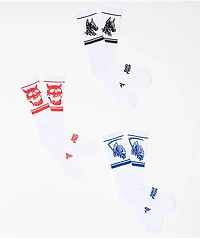 Broken Promises Vicious 3 Pack White Crew Socks