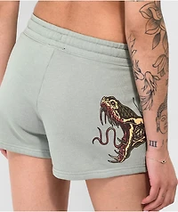 Broken Promises Viper Snake Green Sweat Shorts
