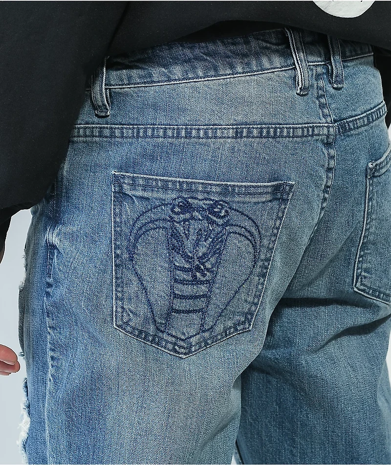 Broken Promises Wait Forever Blue Denim Jeans