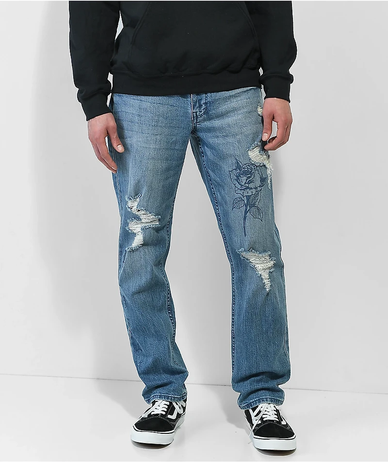 Broken Promises Wait Forever Blue Denim Jeans