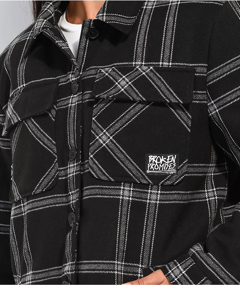 Broken Promises Warrior Black & Grey Plaid Flannel Jacket