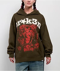 Broken Promises Wasted Love Brown Rhinestone Hoodie