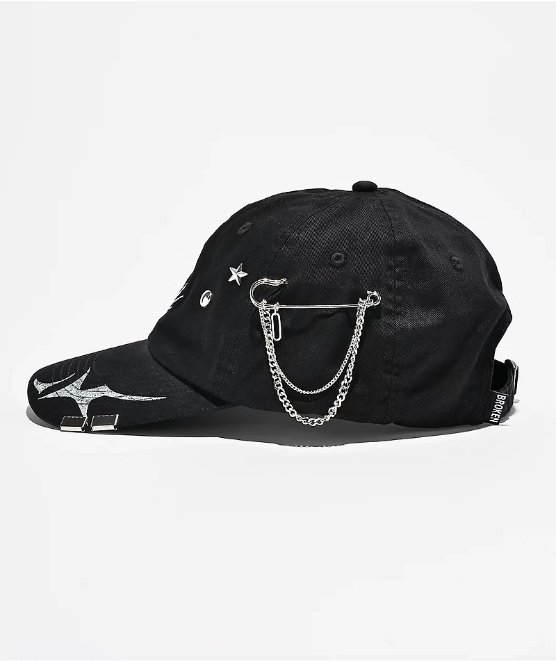 Broken Promises Whirl Airbrush Black Strapback Hat
