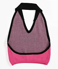 Broken Promises Who Cares Pink Knit Halter Top