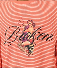 Broken Promises Wicked Red & White Stripe Thermal Long Sleeve T-Shirt