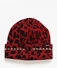 Broken Promises Wild Heart Red Leopard Beanie