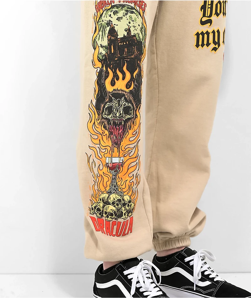 Broken Promises x Dracula Nightmare Of Horror Tan Sweatpants