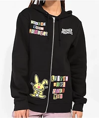 Broken Promises x Happy Bunny Call You Black Zip Hoodie