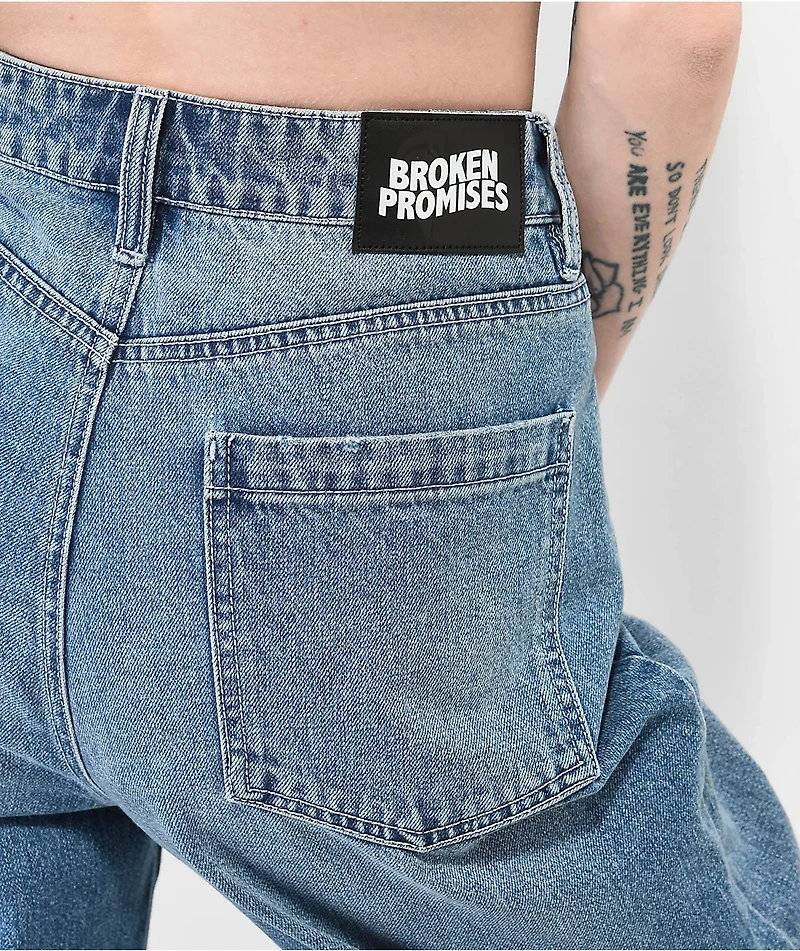Broken Promises x Happy Bunny Don't Leave Wide Leg Denim Jeans