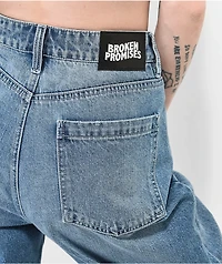 Broken Promises x Happy Bunny Don't Leave Wide Leg Denim Jeans