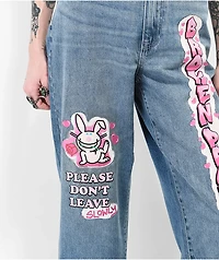 Broken Promises x Happy Bunny Don't Leave Wide Leg Denim Jeans