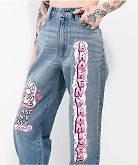 Broken Promises x Happy Bunny Don't Leave Wide Leg Denim Jeans