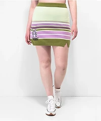 Broken Promises x Happy Bunny Double Middle Green & Purple Stripe Skirt