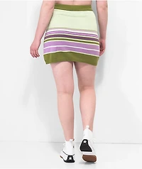 Broken Promises x Happy Bunny Double Middle Green & Purple Stripe Skirt