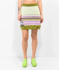 Broken Promises x Happy Bunny Double Middle Green & Purple Stripe Skirt