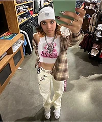 Broken Promises x Happy Bunny Focus On Me White Cargo Pants