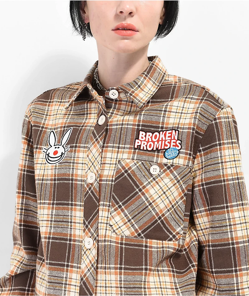 Broken Promises x Happy Bunny Graffiti Brown Flannel Shirt