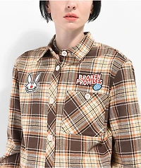 Broken Promises x Happy Bunny Graffiti Brown Flannel Shirt