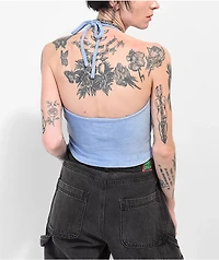 Broken Promises x Happy Bunny Reaper Blue Fuzzy Crop Tank Top