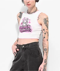 Broken Promises x Happy Bunny Too Cool Stitch White Tank Top