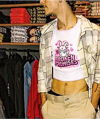 Broken Promises x Happy Bunny Too Cool Stitch White Tank Top