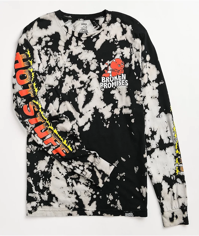 Broken Promises x Hot Stuff Daydreaming Black & White Tie Dye Long Sleeve T-Shirt