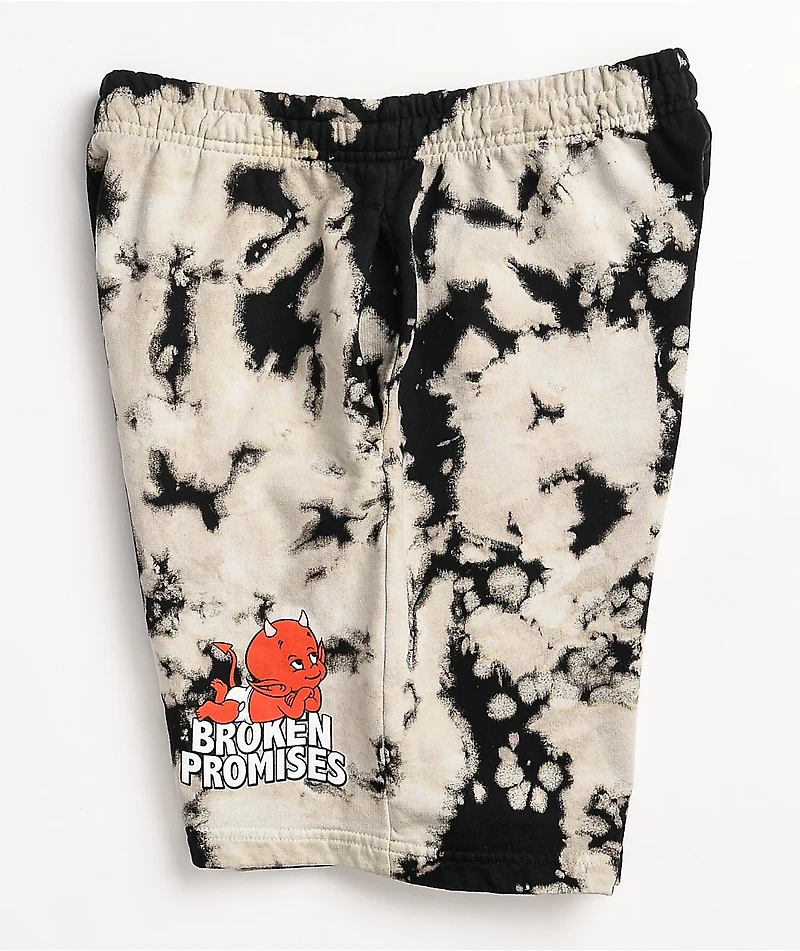 Broken Promises x Hot Stuff Daydreaming White & Black Tie Dye Sweat Shorts