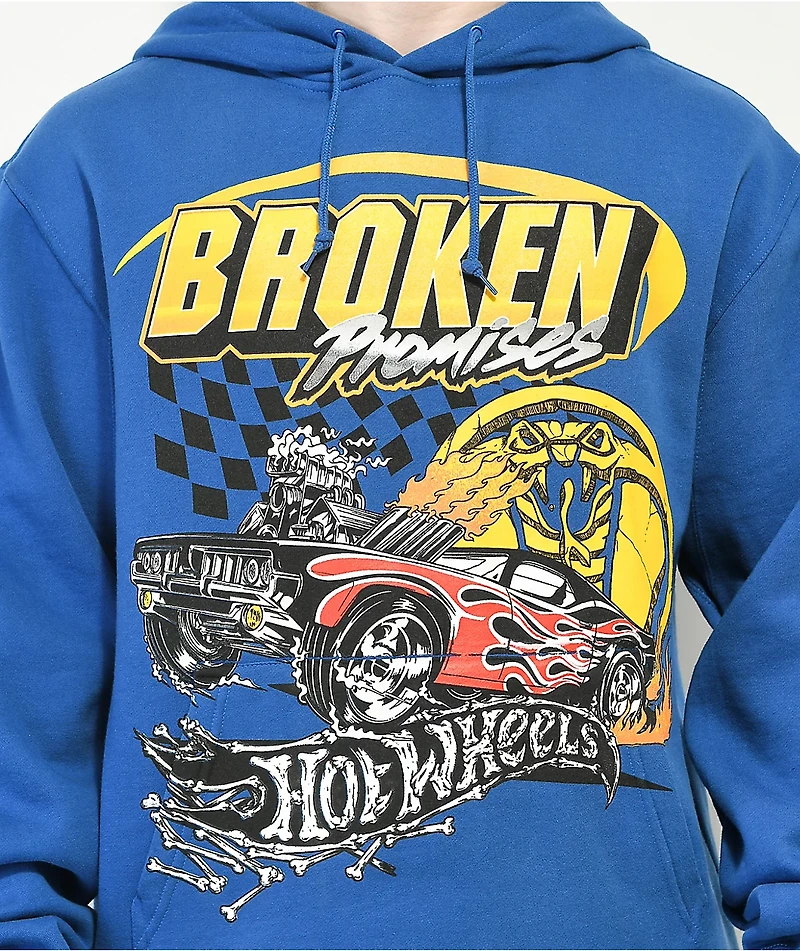Broken Promises x Hot Wheels Heart Race Blue Hoodie