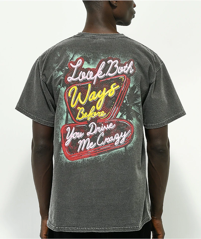 Broken Promises x Hot Wheels Look Both Ways Black Washed T-Shirt