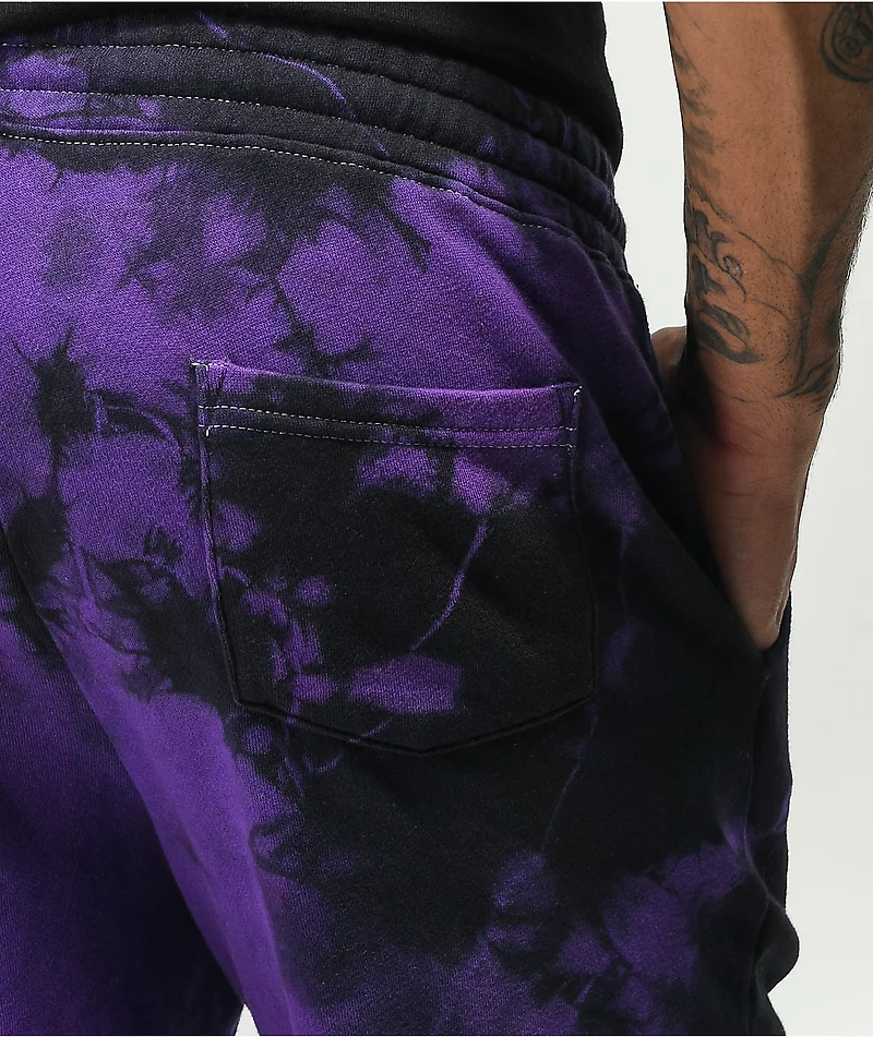 Broken Promises x Hot Wheels Track Purple & Black Tie Dye Sweat Shorts