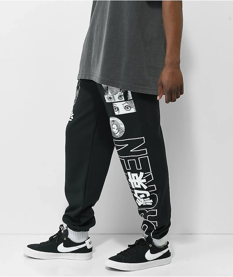 Broken Promises x Junji Ito I Don't Care Black Sweat Pants