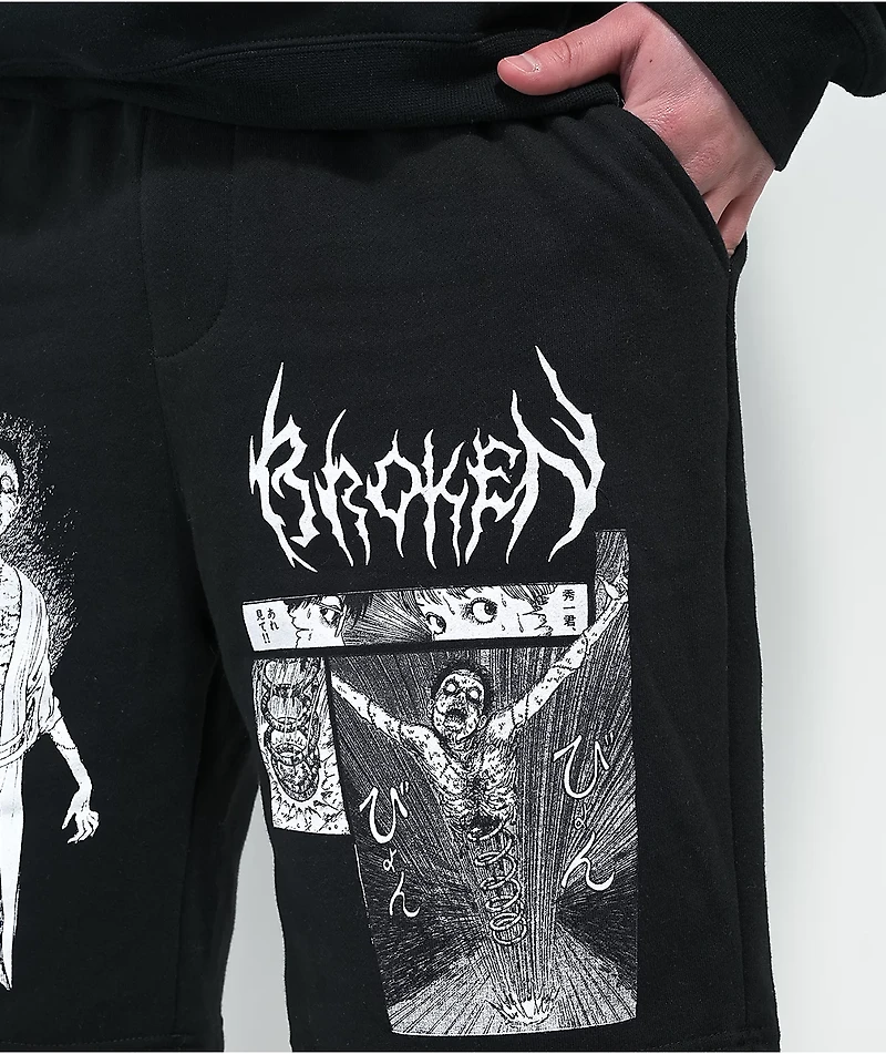 Broken Promises x Junji Ito Jack the Box Black Sweat Shorts