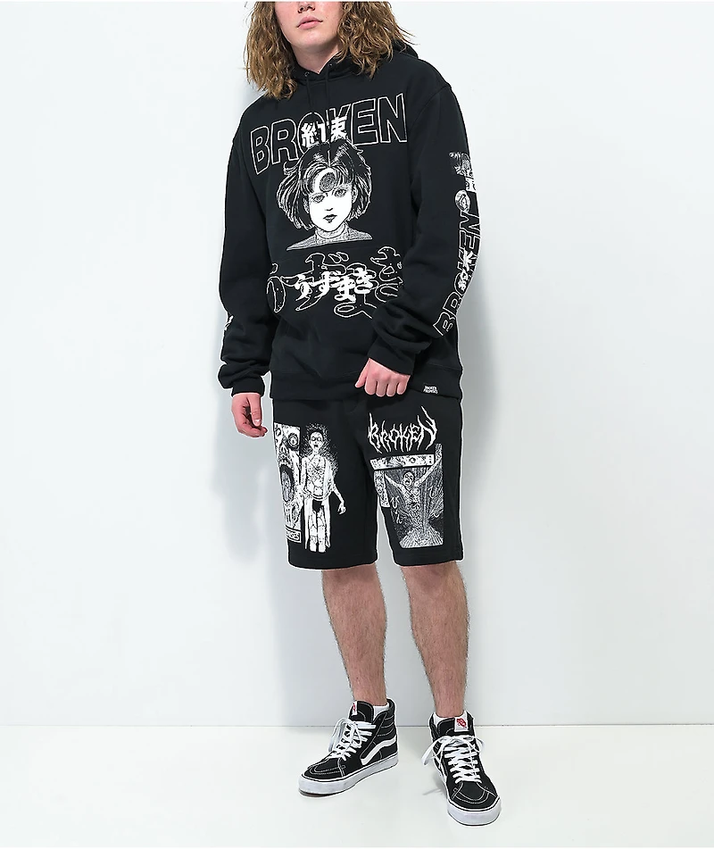Broken Promises x Junji Ito Jack the Box Black Sweat Shorts