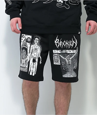 Broken Promises x Junji Ito Jack the Box Black Sweat Shorts