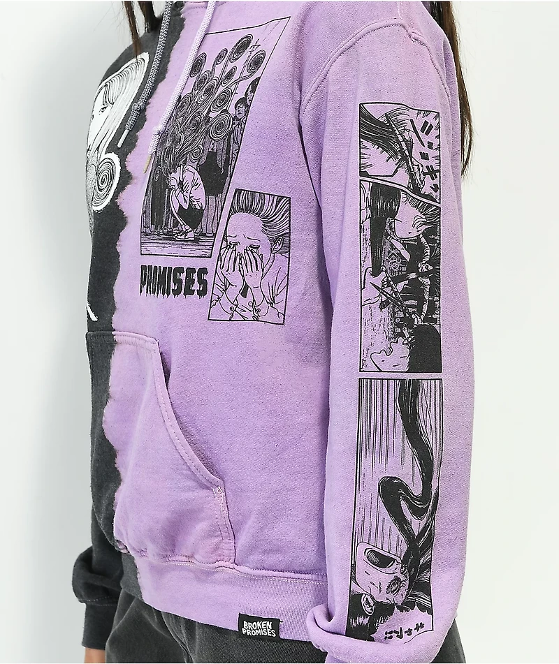 Broken Promises x Junji Ito Medusa Black & Purple Split Dye Hoodie