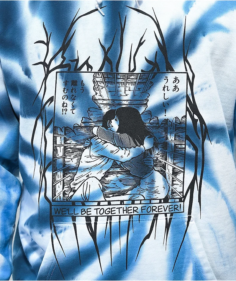 Broken Promises x Junji Ito Twisted Souls Blue & White Tie Dye Hoodie
