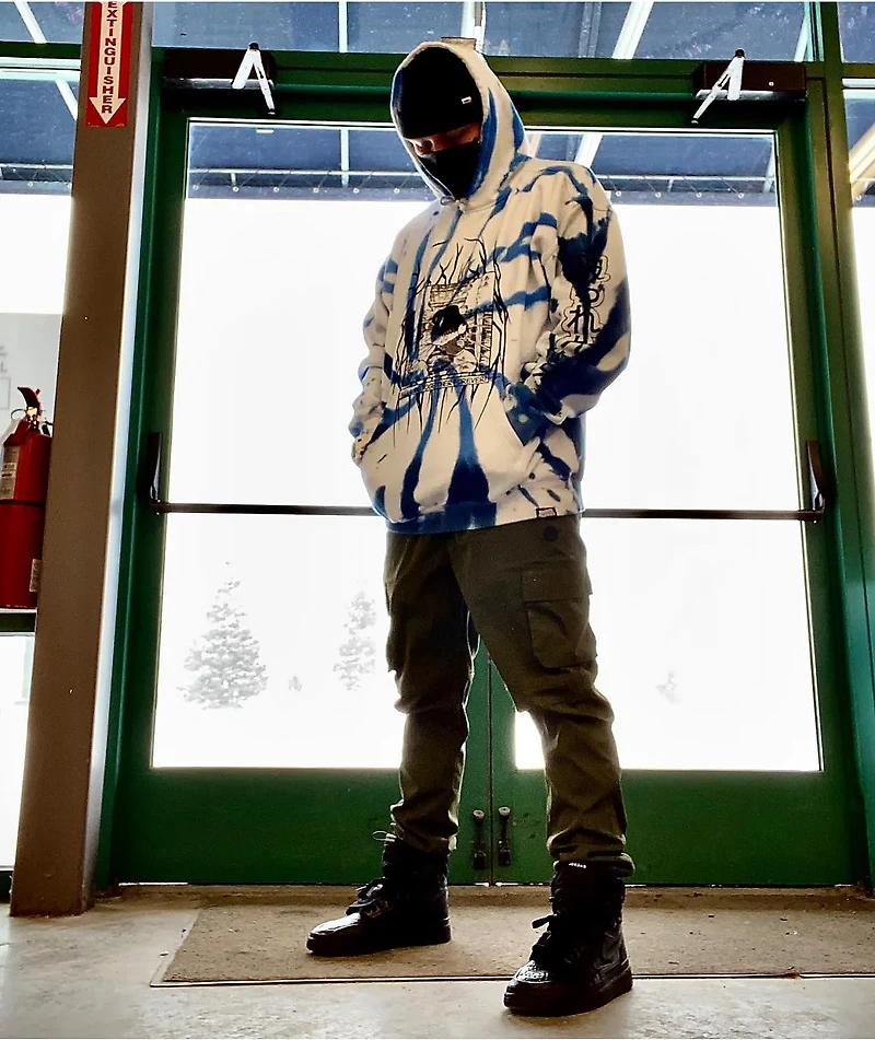 Broken Promises x Junji Ito Twisted Souls Blue & White Tie Dye Hoodie