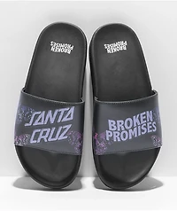 Broken Promises x Santa Cruz Flutter Black Slide Sandals
