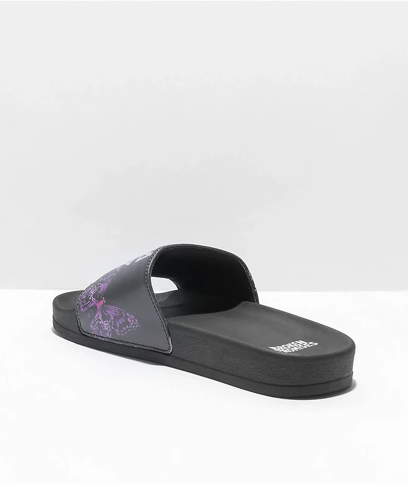 Broken Promises x Santa Cruz Flutter Black Slide Sandals