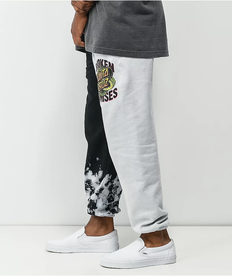 Broken Promises x Santa Cruz Slither Black & White Tie Dye Sweatpants