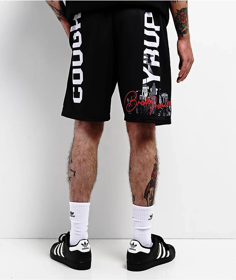 Broken Promises x That's A Awful Lot Of Cough Syrup Ghetto Bird Black Mesh Shorts