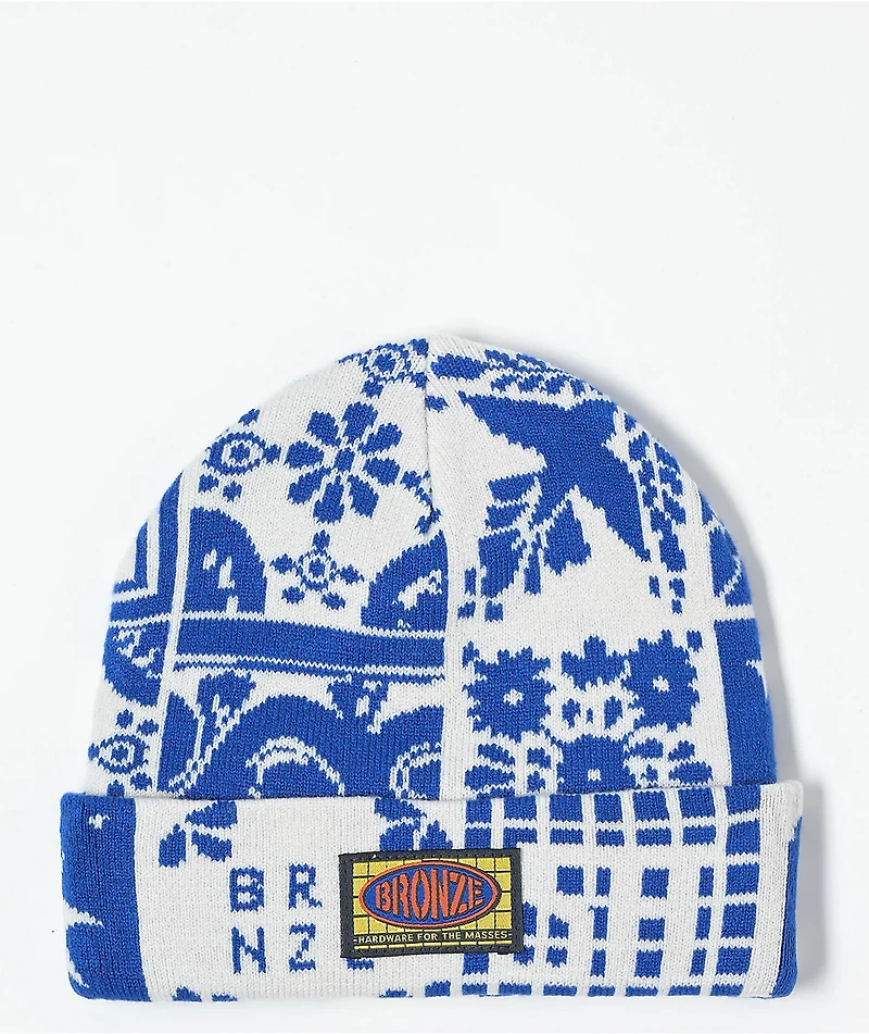 Bronze 56K Azulejo White & Blue Beanie