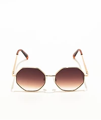 Brown & Silver Geometric Sunglasses