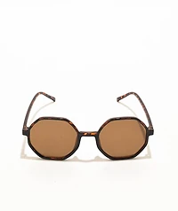 Brown Plastic Geometric Sunglasses