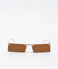 Brown Slim Rectangle Sunglasses